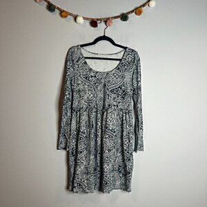 Peruvian Connection patterned long sleeve babydoll tunic dress